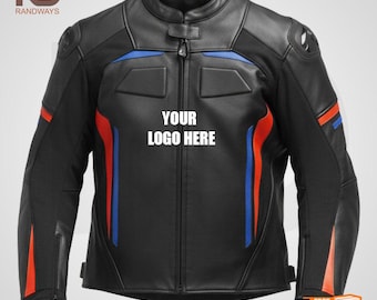 Chaqueta de motociclista personalizada de cuero negro.