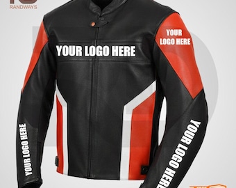 Chaqueta de cuero para motocicleta hecha a mano / Armadura de montar personalizada con personalización de logotipo gratuita.