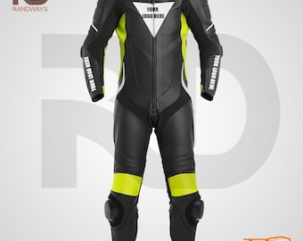 Traje de cuero para motocicleta personalizado / Armadura de pista de alto impacto de una pieza.