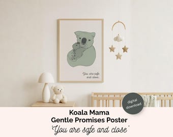 Koala Nursery Print | Gentle Mother & Baby Animal Art (Digital Download)