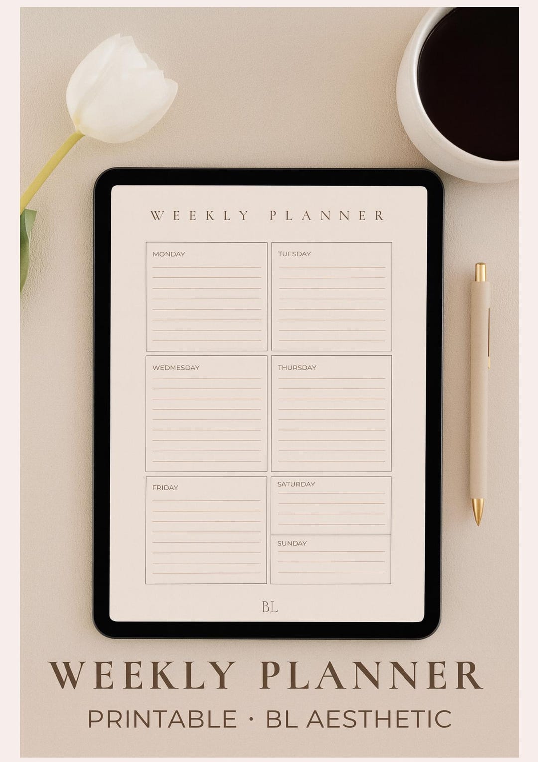 Weekly Planner Printable PDF | Minimalist Weekly Schedule | Neutral ...