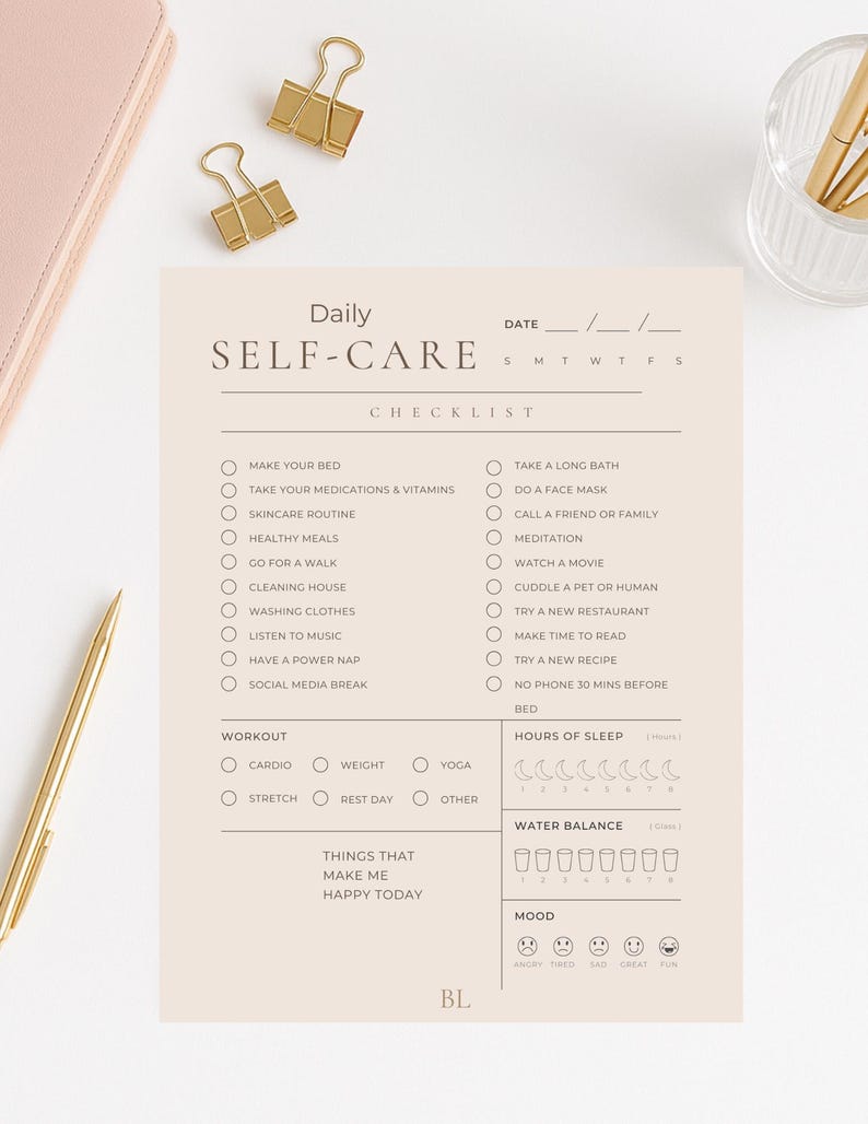 Minimalist Self Care Planner Printable | Daily Wellness Tracker (PDF ...