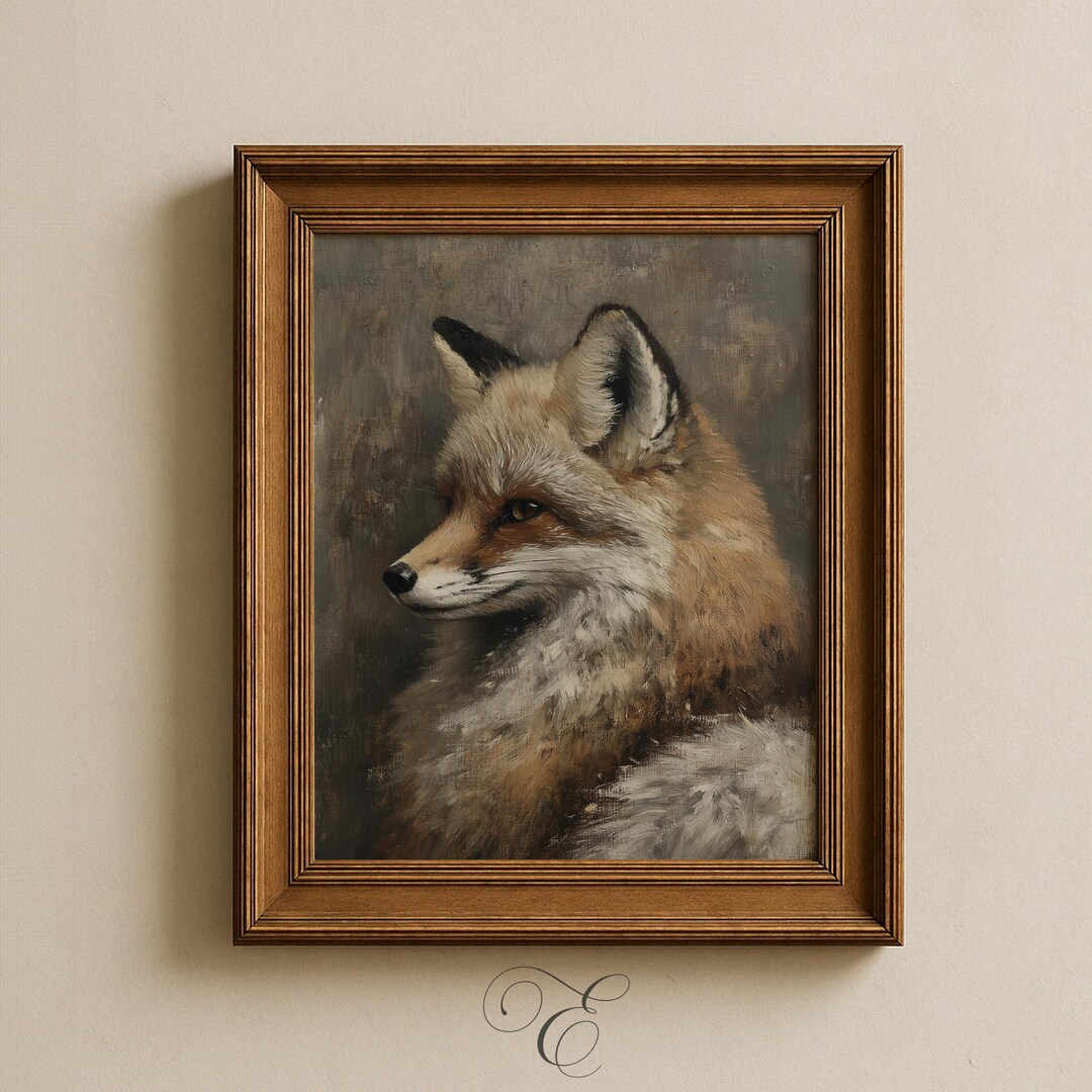 Rustic Fox Image Red Fox Portrait, Rustic Woodland Animal Art, Moody Farmhouse Decor ...