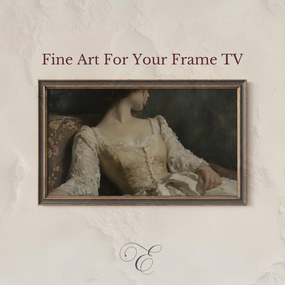 Romantic Classical Woman Portrait Art for Frame TV, Samsung Frame Art, Introspective Vintage Painting, Moody Digital Download 42