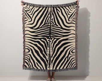 Modern Zebra Print Blanket, Chic Animal Pattern Throw for Sofa & Bed Decor, Eclectic Safari Home Accent, Unique Housewarming Gift