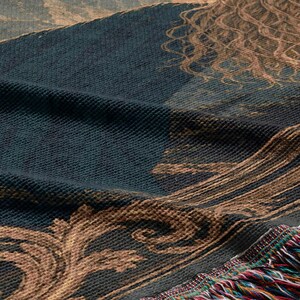 Throw blanket featuring a dragon flying before a full moon over a forest landscape.