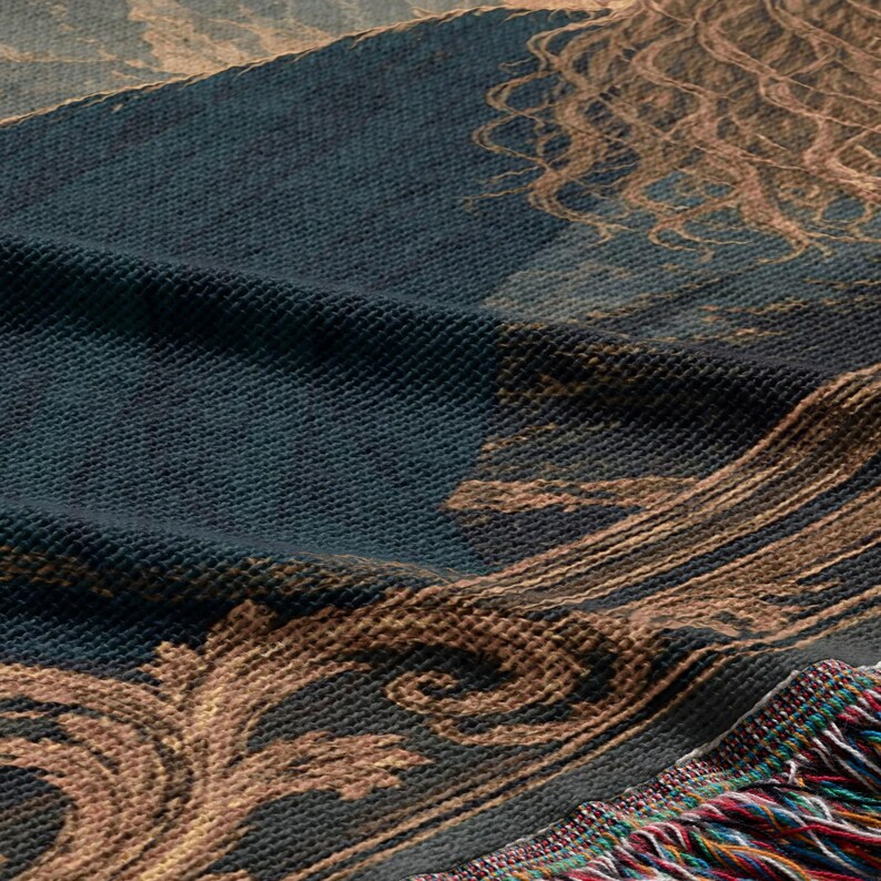 Throw blanket featuring a dragon flying before a full moon over a forest landscape.