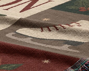 Custom Christmas Woven Blanket And Woven Tapestry, Holiday Jacquard Woven Throw, Personalized Winter Sofa Blanket, Cozy Christmas Gift