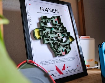 Mappa 3D di Haven – Modello artigianale ispirato a Valorant | Decorazione murale a tema gaming | Regalo per gamer e streamer