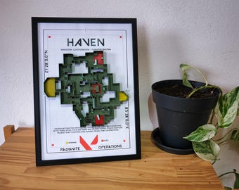 Haven 3D Map – Valorant-Inspired Wall Art | Framed Handmade Model | Original Gamer Gift