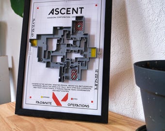 Ascent 3D Map – Valorant-Inspired Wall Art | Framed Handmade Model | Original Gamer Gift