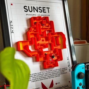 Carte 3D Sunset – Maquette artisanale inspirée de Valorant | Décoration murale gaming | Cadeau gamer & streamer