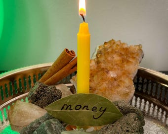 Money Candle Burning Ritual - Personalised Altar Photos - Wealth, Growth, Abundance