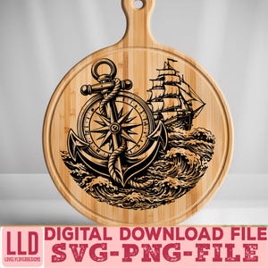 Compass and Anchor SVG PNG Bundle | Nautical Laser Engraving Files ...