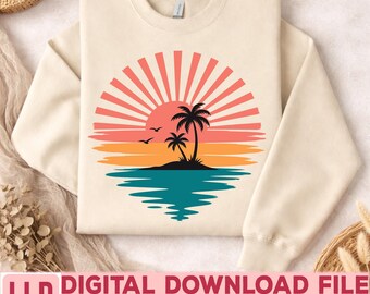 Forever Chasing Sunsets SVG PNG Vintage Distressed Beach Shirt Design