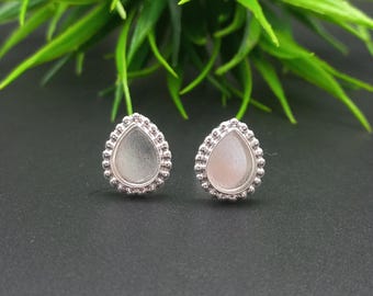 925 Sterling Silver Plated Stud Earring, Bezel Setting