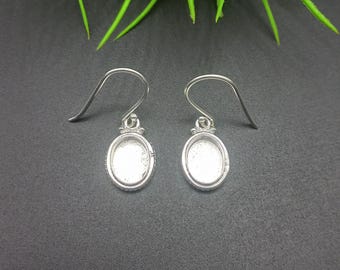925 Sterling Silver Plated Oval Earring, Bezel Setting