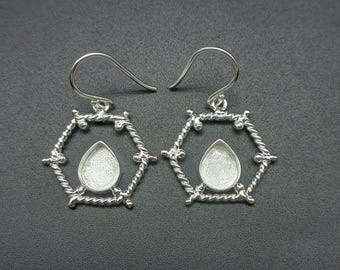 925 Sterling Silver Plated Close Blank Earring, Bezel Setting