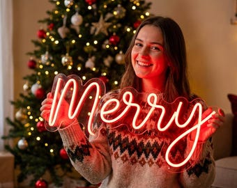 Custom Merry Chritsmas Neon Sign, Christmas Decor Sign, Neon Custom Decor, Holiday Neon Sign, Xmas Gift Sign,Aesthetic Signs,Home Decor Sign