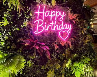 Custom Happy Birthday Neon Sign, Birthday Party Decor Sign, LED Neon Decor Lights, Personalized Neon,Light Up Sign,Neon Text Sign,Neon Signs