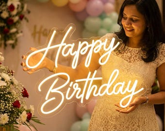 Happy Birthday Neon Sign | Custom Neon Name Sign | LED Neon Light | Birthday Decor Lights | Neon Sign Bedroom | Neon Decor Lights.