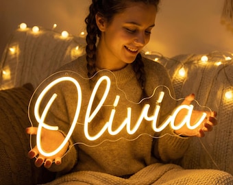 Custom Name Neon Sign For Kids, Bedroom Decor, Battery Operated Neon Sign, Wall Decor, Gift For Kids, Kids Room Decor, Name Neon Sign