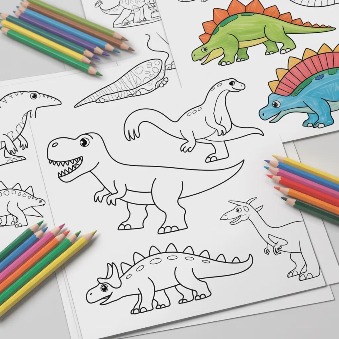 30 Dinosaur Coloring Pages – Creative Coloring Fun for Children - Etsy