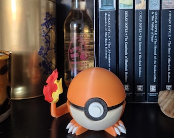 Charmander Pokeball - 3D Printed Fire-Type Geek Decor