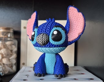 Stitch Inspired Crochet-Style 3D Figure - Kawaii Fan-Made Collectible – Decor Gift for Kids, Anime Lovers