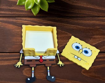 Sponge Bob Sticky Note Holder Desk Organizer, Cartoon Memo Pad Dispenser Office Decor