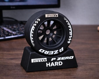 F1 Tire Desk Decor, P Zero Style Motorsport Display, Formula Racing Accessory