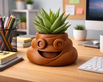Poop Planter Pot, Succulent Desk Holder, Office Workspace Decor, Small Desktop Accent