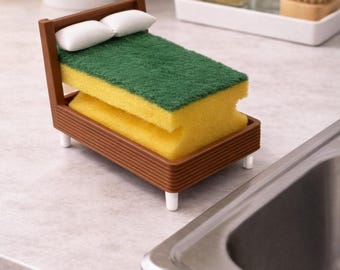 Bed Sponge Holder for Kitchen Sink, Dish Organizer, Housewarming Gift, Counter Decor, Cleaning Accessory