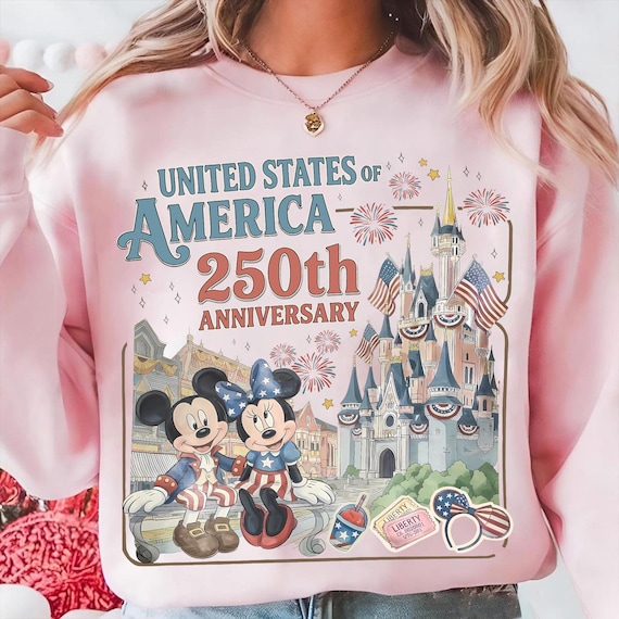 Retro USA 250th Anniversary Mickey & Minnie PNG, Patriotic Disney Main Street Design, Magic Kingdom Family Trip 2026 Digital Download