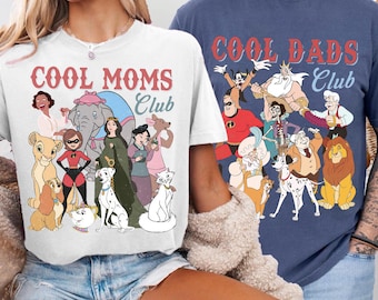 Retro Disney Cool Dad & Cool Mom Clubs PNG, Funny Family Matching Gift Design, Goofy Mufasa Triton Mom Dad Vibes Download