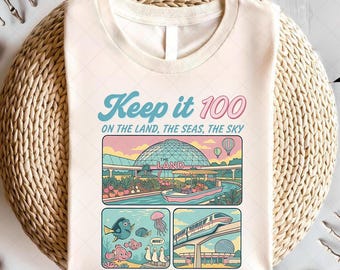 Keep It 100 On The Land The Seas The Skies Shirt png, Retro Pastel Disney Boat Seagull Tee png, EPCOT World Traveler Shirt png