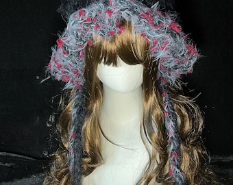 Fuzzy Animal Ear Hat • Chunky Crochet Winter Bonnet with Braids