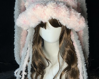 Handmade Fluffy Animal Ear Hood • Kawaii Faux Fur Cosplay Bonnet