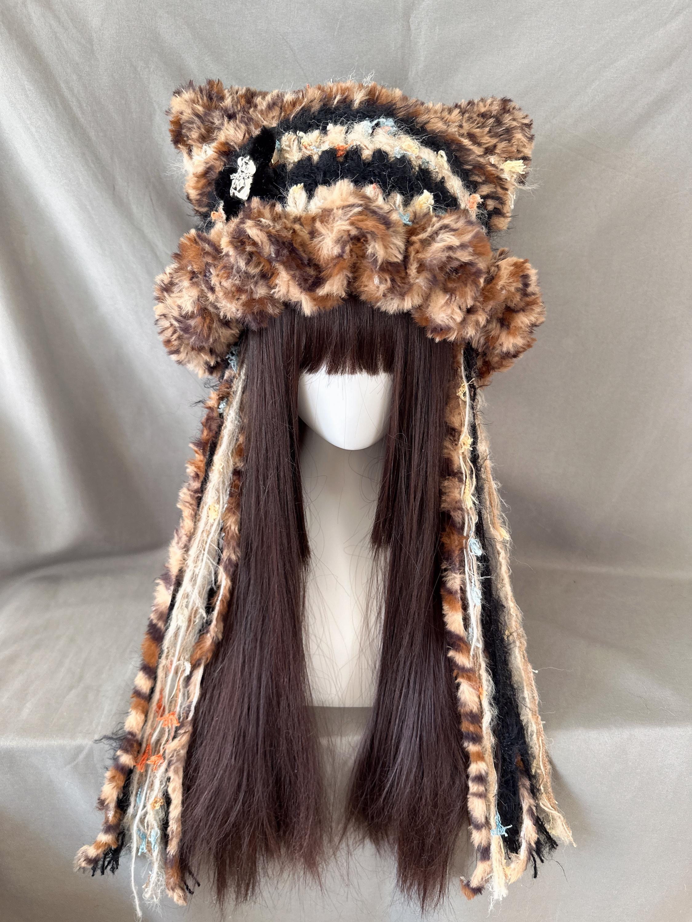 Polyester Knit Beanie with Cat Ears, Y2K Grunge Winter Hat Y2K Gothic Knitted Cat Ear Beanie - Fashionable Winter Hat main image 3