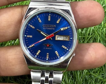 Vintage Rare 80s Citizen Crystal Seven Automatic Offwhite Dial Day