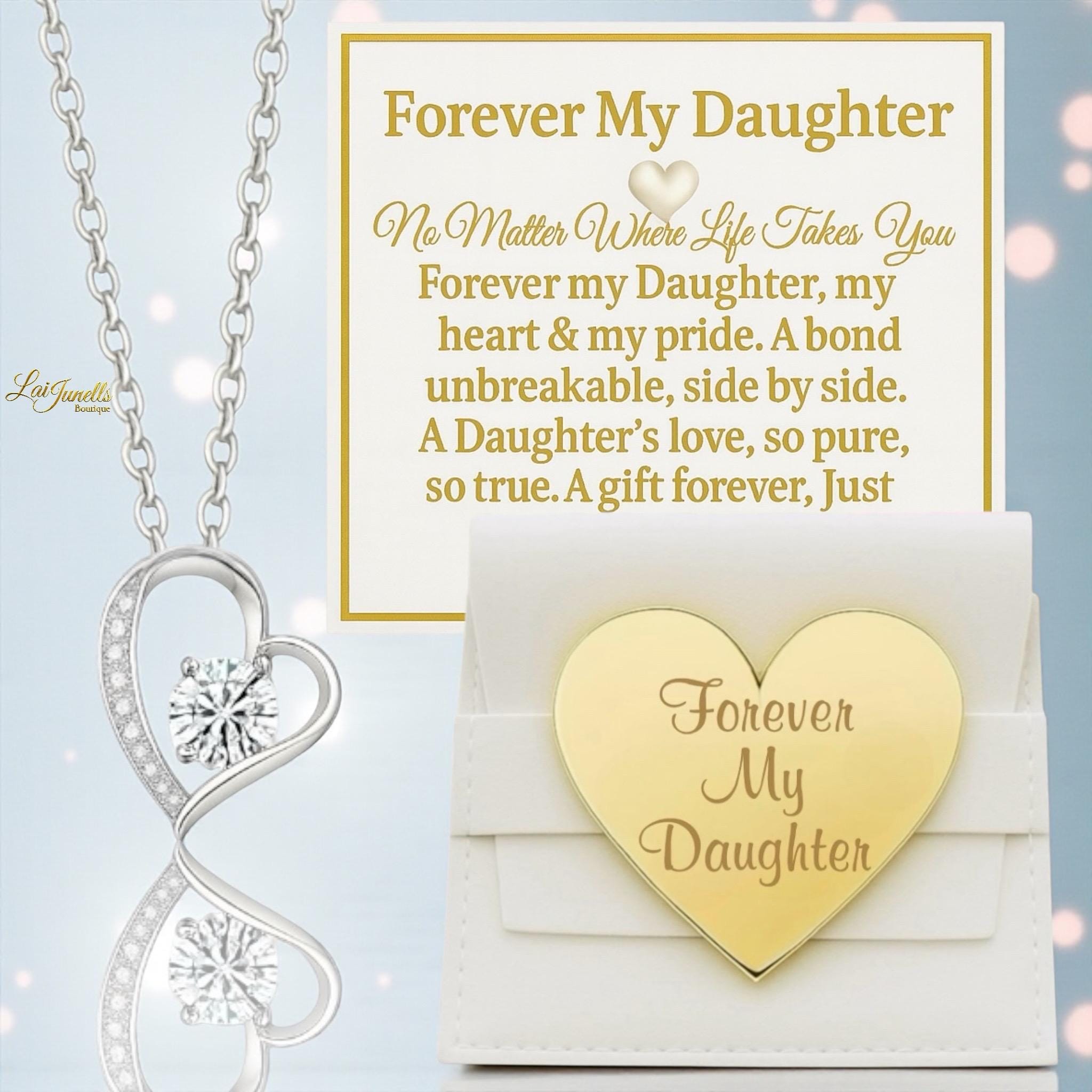 Forever My Daughter Necklace Gift Set, 14k White Gold Heart - Etsy 