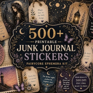 Fairy Junk Journal Kit, 500+ Celestial Ephemera, druckbares Scrapbook Zubehör (PDF)