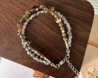 Double Chain Beaded Bracelet Czech Glass Handmade