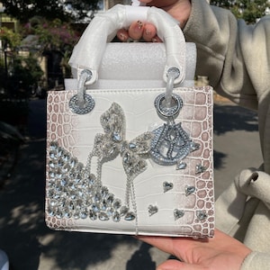 Handgefertigte Luxustasche Diamant Akzente Upcycled Bag