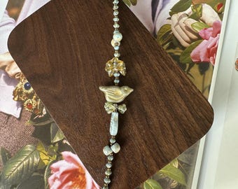 Pulsera de pájaros y gemas con cuentas de cristal checo hecha a mano