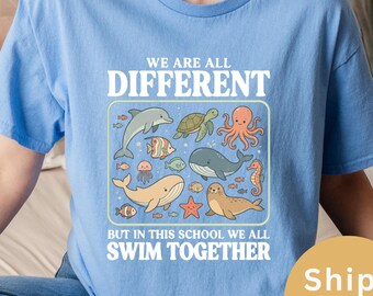 Inclusie leraar shirt, oceaanthema klaslokaal-T-shirt, cadeau voor speciaal onderwijs