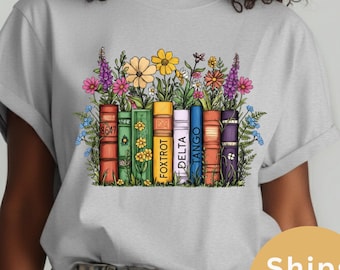 Democraat feministisch T-shirt, subtiel anti-MAGA-shirt, Flowers and Books Resist-T-shirt, FDT-t-shirt