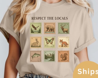 Respecteer het lokale wild-shirt, Animal Lover-T-shirt, Protect National Parks-T-shirt, Earth Day-shirt
