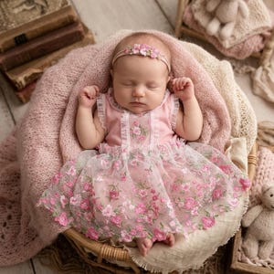Pink Lace Newborn Photo Shooting Dresses,Baby Photography Props Dresses,Floral Cute Tiny Outfit, Bebe Posing Suit
