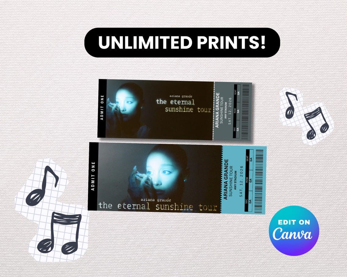 ARIANA GRANDE the Eternal Sunshine Tour World Tour Concert Ticket ...